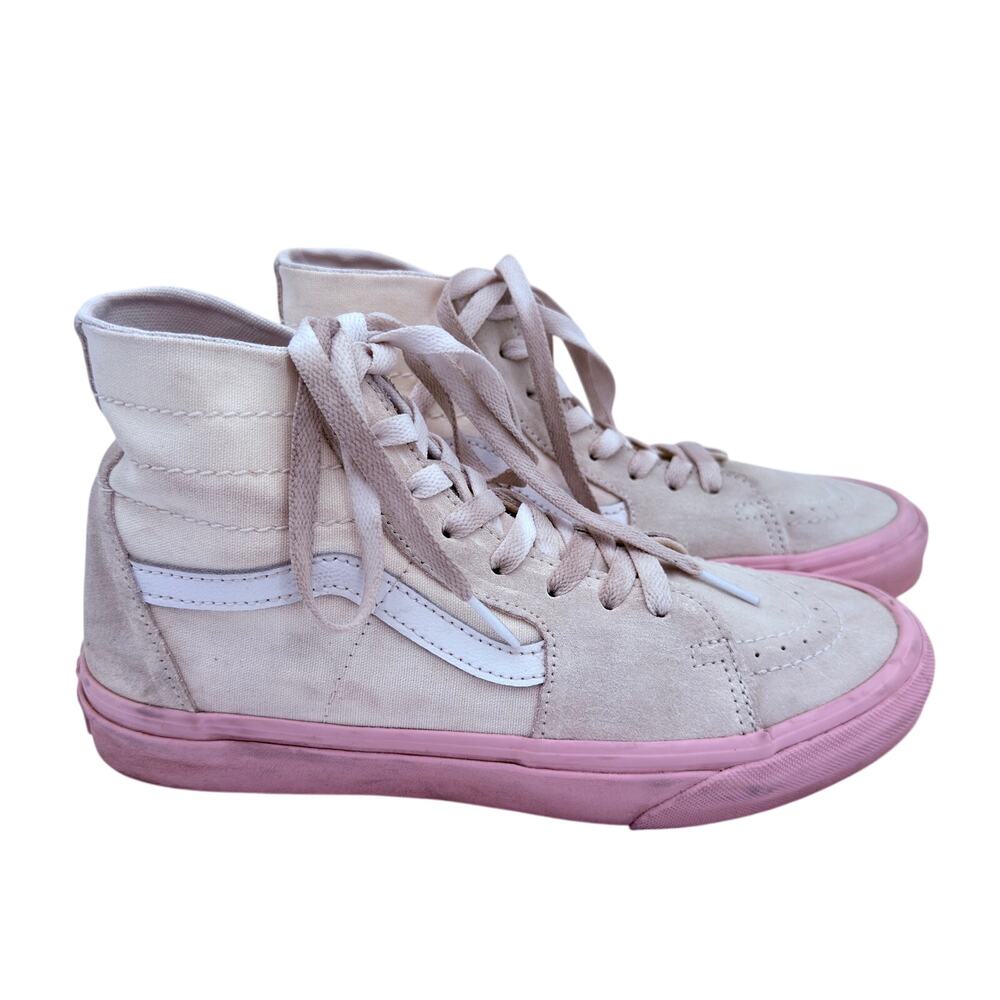 Vans Women's Sk8 Hi Tapered Sneakers Cream & Pink Size Men's 7.5 Women's 9